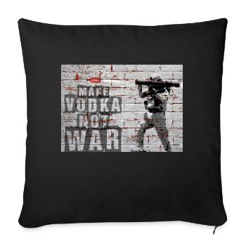 Faites de la vodka, pas la guerre - un soldat tire sur une bouteille de vodka - Housse de coussin décorative 45 x 45 cm - noir - Devant