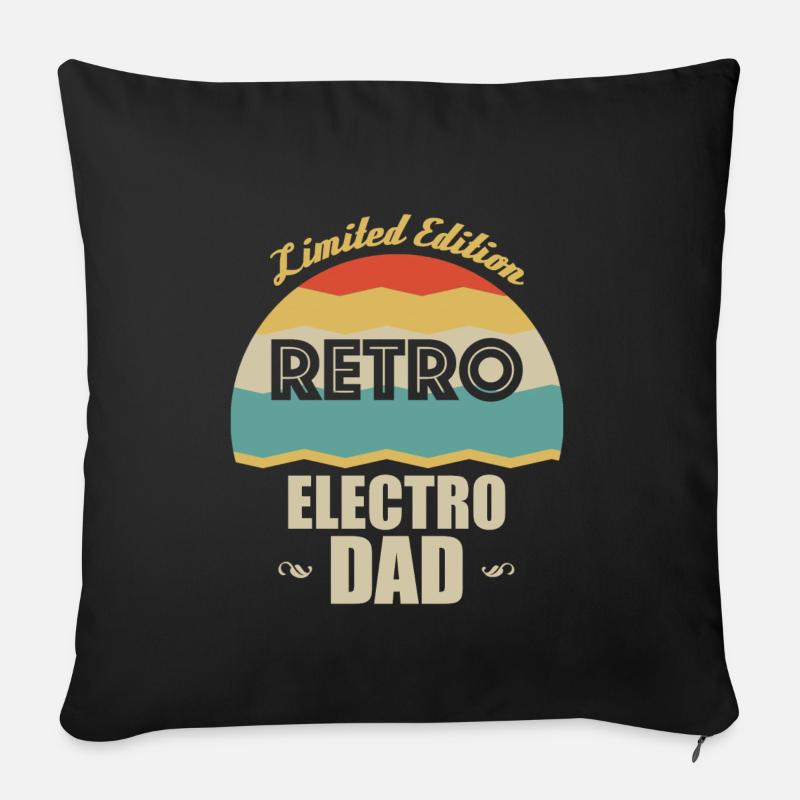 Rétro Electro Père - Housse de coussin décorative 45 x 45 cm - noir