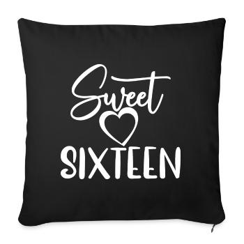 Sweet Sixteen Mignon cadeau de 16 ans - Housse de coussin décorative 45 x 45 cm - noir - Devant