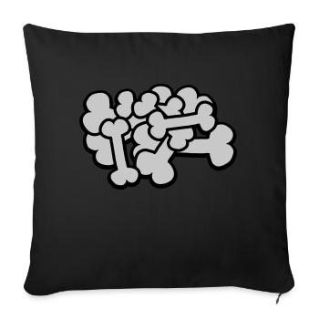 Grande pile d’os comique - Housse de coussin décorative 45 x 45 cm - noir - Devant