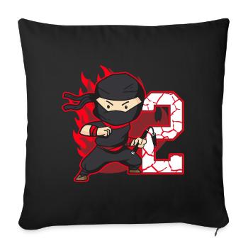 Ninja Fighter Anniversaire Garçon 2 ans Ninjas - Housse de coussin décorative 45 x 45 cm - noir - Devant