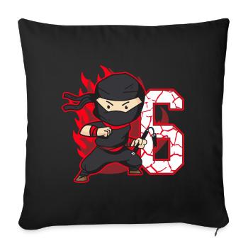 Ninja Fighter Birthday Boy 6 ans Ninjas - Housse de coussin décorative 45 x 45 cm - noir - Devant