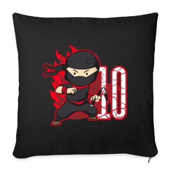 Ninja Kämpfer Geburtstag Junge 10 Jahre alt Ninjas - Sofakissenbezug 45 x 45 cm - Schwarz - Vorne