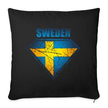 Sweden Superhero Flag Swedish Symbol - Sofa pillowcase 17,3'' x 17,3'' (45 x 45 cm) - black - Front