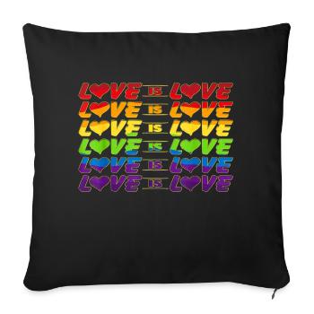 L’amour est l’amour arc-en-ciel LGBTQ Queer - Housse de coussin décorative 45 x 45 cm - noir - Devant