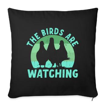 Les oiseaux observent - Housse de coussin décorative 45 x 45 cm - noir - Devant