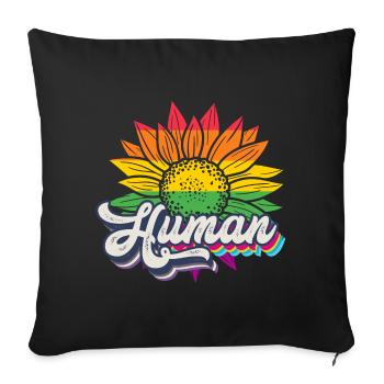 Human Sunflower Rainbow LGBTQ Pride Flag - Sofa pillowcase 17,3'' x 17,3'' (45 x 45 cm) - black - Front