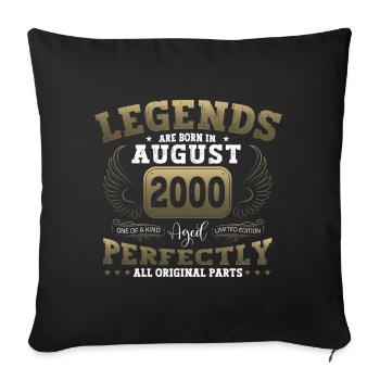 Légende août 2000 22e anniversaire cadeau messieurs - Housse de coussin décorative 45 x 45 cm - noir - Devant