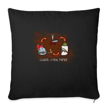 Schere, Stein, Papier Rock, Paper, Scissors - Sofa pillowcase 17,3'' x 17,3'' (45 x 45 cm) - black - Front