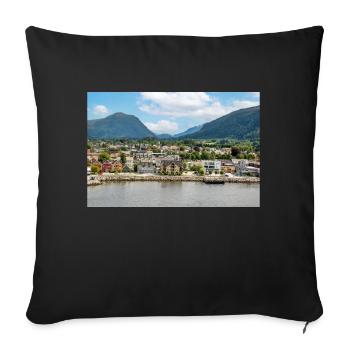 Nordfjordeid Panorama view from harbor norway - Sofa pillowcase 17,3'' x 17,3'' (45 x 45 cm) - black - Front
