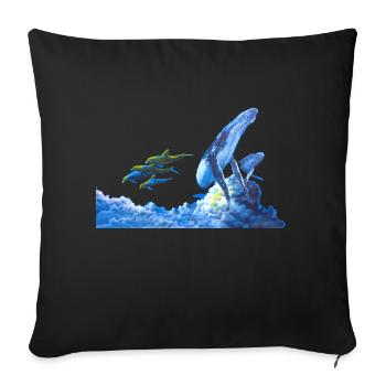 Die Wale und Delphine - Sofakissenbezug 45 x 45 cm - Schwarz - Vorne