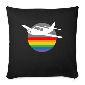 Rainbow Airplane blanc - Housse de coussin décorative 45 x 45 cm - noir - Devant