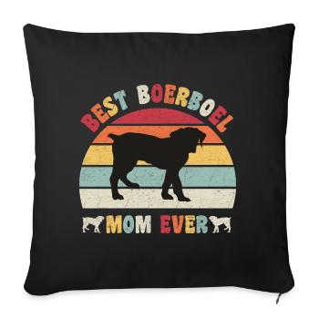 Meilleure maman Boerboel jamais amateurs de chiens vintage rétro - Housse de coussin décorative 45 x 45 cm - noir - Devant