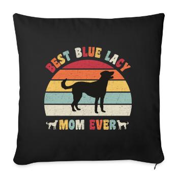 Meilleure maman Blue Lacy jamais amateurs de chiens vintage rétro - Housse de coussin décorative 45 x 45 cm - noir - Devant