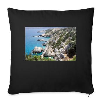 Beautiful stone cliff with sea near Crete - Sofa pillowcase 17,3'' x 17,3'' (45 x 45 cm) - black - Front