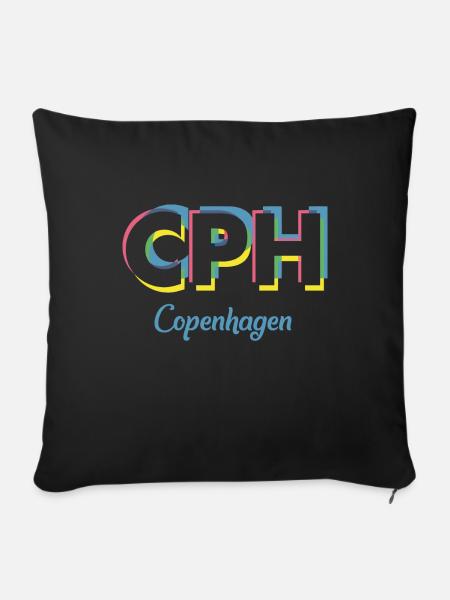 Copenhagen - CPH - Kopenhagen - Dänemark - Denmark - Sofakissenbezug 45 x 45 cm - Schwarz