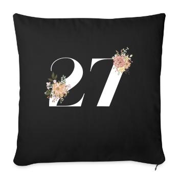 27th Anniversary Flowers (Gift of 27 years) - Sofa pillowcase 17,3'' x 17,3'' (45 x 45 cm) - black - Front
