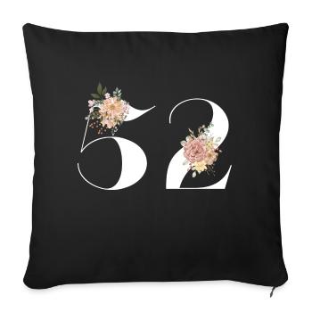 52e anniversaire fleuris (Cadeau de 52 ans) - Housse de coussin décorative 45 x 45 cm - noir - Devant