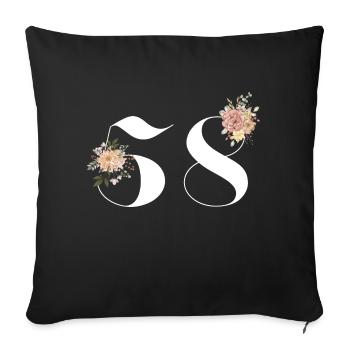 58th Anniversary Flowers (Gift of 58 years) - Sofa pillowcase 17,3'' x 17,3'' (45 x 45 cm) - black - Front