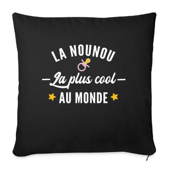 La nounou la plus cool du monde / humour nounou - Housse de coussin décorative 45 x 45 cm - noir - Devant