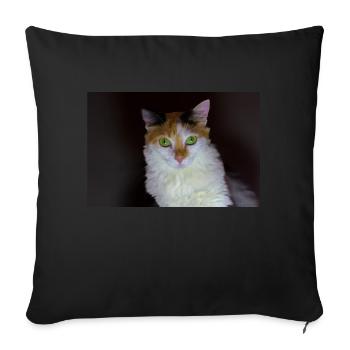 the cat with the sweet look - Sofa pillowcase 17,3'' x 17,3'' (45 x 45 cm) - black - Front