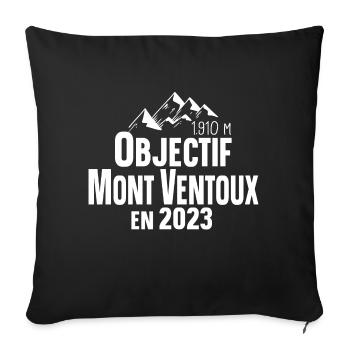 Mont Ventoux 2023 Cycliste Montagne Randonnée - Housse de coussin décorative 45 x 45 cm - noir - Devant