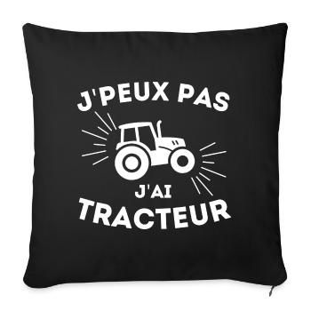 Agriculteur Tracteur Cadeau Humour Paysan - Housse de coussin décorative 45 x 45 cm - noir - Devant