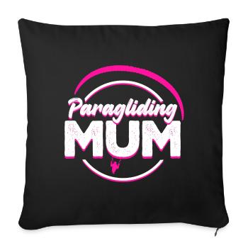 Parapente Maman rose - Housse de coussin décorative 45 x 45 cm - noir - Devant