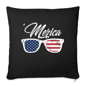 Merica Awesome Vintage Patriotic Designs - Housse de coussin décorative 45 x 45 cm - noir - Devant