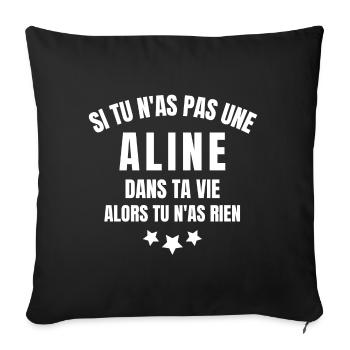 Aline, prénom Aline, je suis Aline - Housse de coussin décorative 45 x 45 cm - noir - Devant
