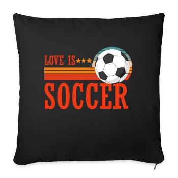 Love is Soccer Fan Sport Passion Coupe du Monde - Housse de coussin décorative 45 x 45 cm - noir - Devant