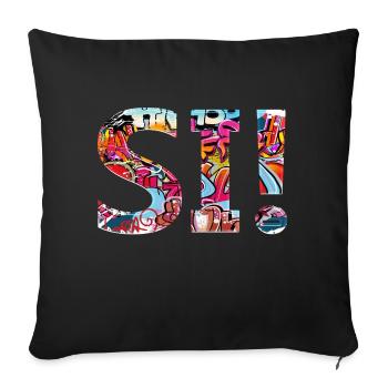 oui chante drôle pas de fille féminisme appliquer toujours - Housse de coussin décorative 45 x 45 cm - noir - Devant