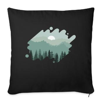 Paysage Nature Montagnes - Housse de coussin décorative 45 x 45 cm - noir - Devant
