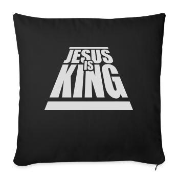 Citation de Jésus est roi - Housse de coussin décorative 45 x 45 cm - noir - Devant