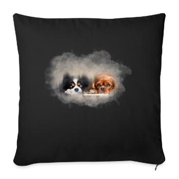 two cute cavalier spaniels transparent - Sofa pillowcase 17,3'' x 17,3'' (45 x 45 cm) - black - Front