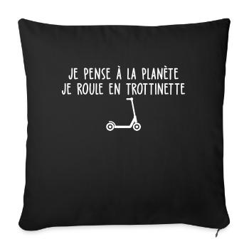 je roule en trottinette - Housse de coussin décorative 45 x 45 cm - noir - Devant