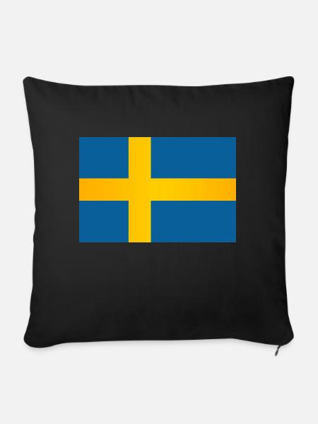 Flagge von Schweden - Sofakissenbezug 45 x 45 cm - Schwarz