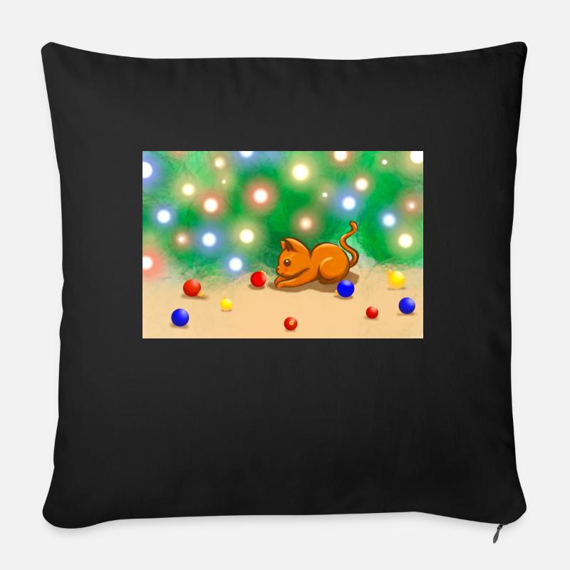 Chat de Noël 2 - Housse de coussin décorative 45 x 45 cm - noir