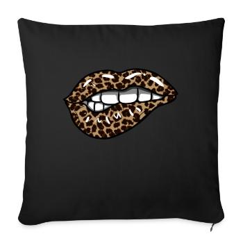 Leopard Lips - Sofa pillowcase 17,3'' x 17,3'' (45 x 45 cm) - black - Front