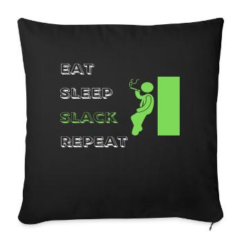 Eat Sleep Slack Repeat - Sofa pillowcase 17,3'' x 17,3'' (45 x 45 cm) - black - Front