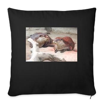Asian small-clawed otter (in german Zwergotter) - Sofa pillowcase 17,3'' x 17,3'' (45 x 45 cm) - black - Front