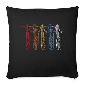 Jazz Lover Instrument de Musique Rétro Saxophone - Housse de coussin décorative 45 x 45 cm - noir - Devant