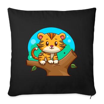 Tiger on a tree - Sofa pillowcase 17,3'' x 17,3'' (45 x 45 cm) - black - Front