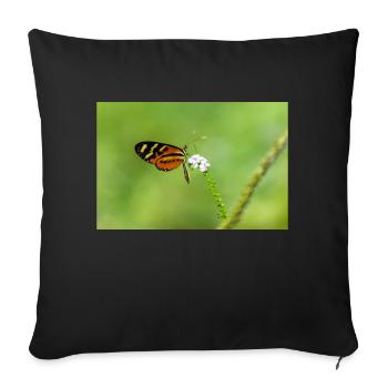 le papillon sur la fleur - Housse de coussin décorative 45 x 45 cm - noir - Devant