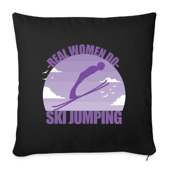 Ski Jumping Ski Jumper Winter Sports Gift - Sofa pillowcase 17,3'' x 17,3'' (45 x 45 cm) - black - Front