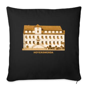 Hoyerswerda Rathaus Hoywoy Oberlausitz Sachsen - Sofakissenbezug 45 x 45 cm - Schwarz - Vorne