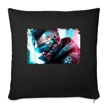 Soldat mit Datenbrille in der Fiktion der Zukunft - Sofakissenbezug 45 x 45 cm - Schwarz - Vorne
