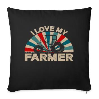 J’aime mon agriculteur - Housse de coussin décorative 45 x 45 cm - noir - Devant