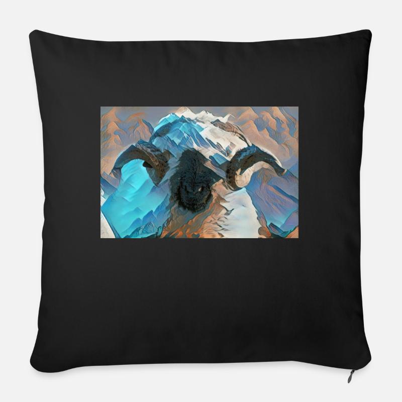 Walliser Schwarznasen Bock - Sofakissenbezug 45 x 45 cm - Schwarz