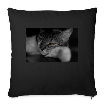 The cat with the terrible look - Sofa pillowcase 17,3'' x 17,3'' (45 x 45 cm) - black - Front